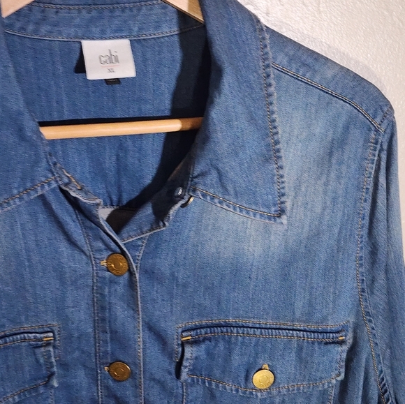 Cabi Denim Button-Up Shirt with Gold Accents - Picture 3 of 5
